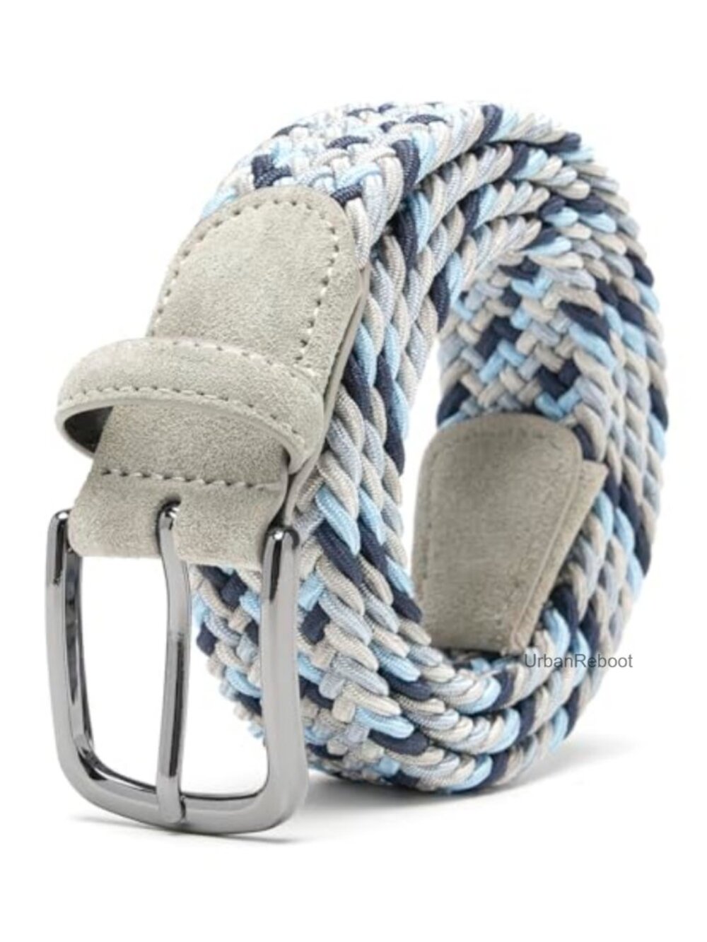 Men's Braided Stretch Belt for Golf & Casual Wear, Nylon and Leather